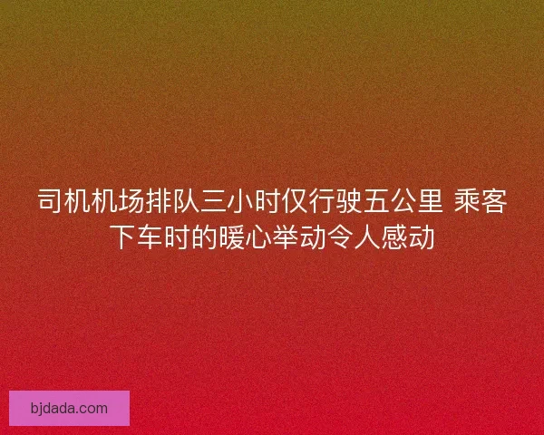 司机机场排队三小时仅行驶五公里 乘客下车时的暖心举动令人感动