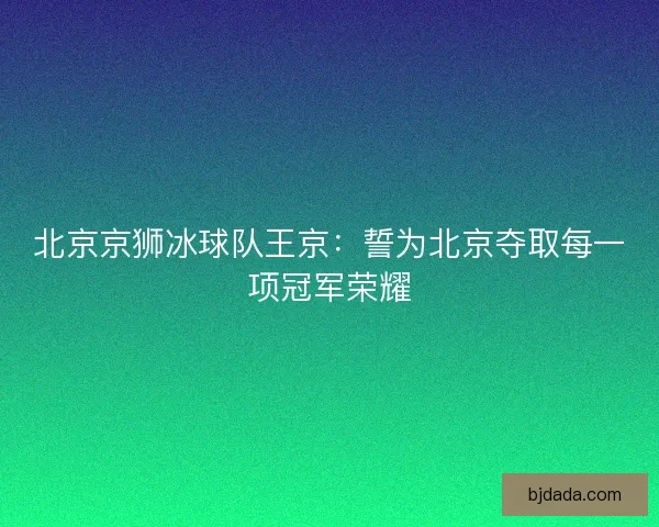 北京京狮冰球队王京：誓为北京夺取每一项冠军荣耀